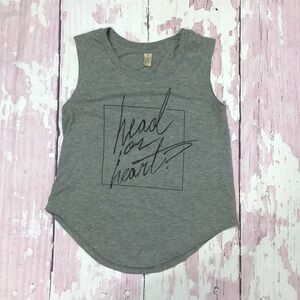 Head or heart gray tank top